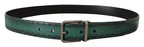 Dolce & Gabbana Green Giotto Leather Silver Metal Buckle Belt - Maison Luxe