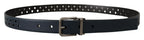 Dolce & Gabbana Navy Blue Perforated Leather Skinny Metal Buckle Belt - Maison Luxe