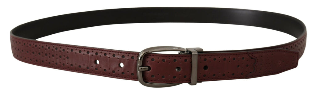 Dolce & Gabbana Brown Perforated Leather Metal Buckle Belt - Maison Luxe