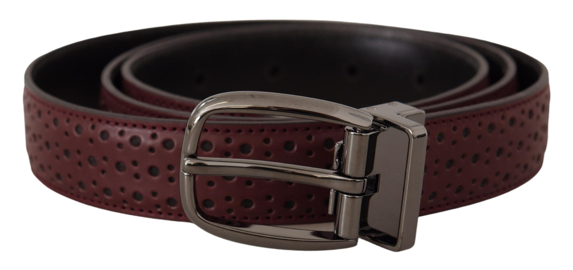 Dolce & Gabbana Brown Perforated Leather Metal Buckle Belt - Maison Luxe