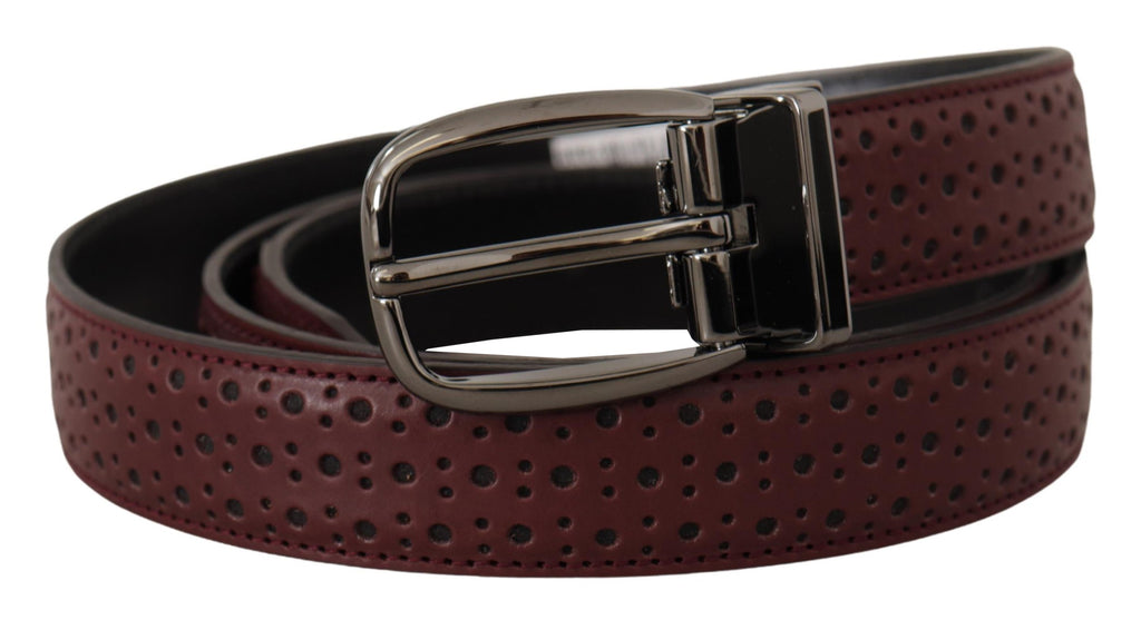 Dolce & Gabbana Brown Perforated Leather Metal Buckle Belt - Maison Luxe