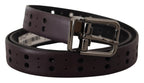 Dolce & Gabbana Burgundy Leather Perforated Metal Buckle Belt - Maison Luxe