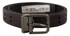 Dolce & Gabbana Burgundy Leather Perforated Metal Buckle Belt - Maison Luxe