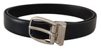 Dolce & Gabbana Black Leather Formal Silver Metal Buckle Belt - Maison Luxe