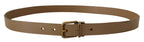 Dolce & Gabbana Brown Solid Leather Brass Buckle Classic Belt - Maison Luxe