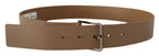 Dolce & Gabbana Beige Calf Leather Wide Silver Metal Belt - Maison Luxe