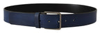 Dolce & Gabbana Blue Calf Leather Silver Metal Buckle Classic Belt - Maison Luxe