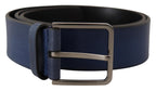 Dolce & Gabbana Blue Calf Leather Silver Metal Buckle Classic Belt - Maison Luxe