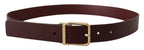 Dolce & Gabbana Maroon Vitello Leather Gold Metal Buckle Belt - Maison Luxe