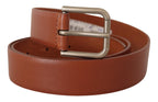 Dolce & Gabbana Brown Calf Leather Silver Tone Metal Buckle Belt - Maison Luxe