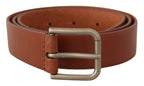 Dolce & Gabbana Brown Calf Leather Silver Tone Metal Buckle Belt - Maison Luxe