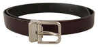 Dolce & Gabbana Brown Patent Leather Silver Metal Buckle Belt - Maison Luxe