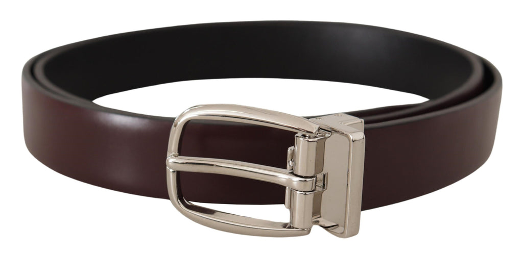 Dolce & Gabbana Solid Brown Leather Silver Metal Belt - Maison Luxe