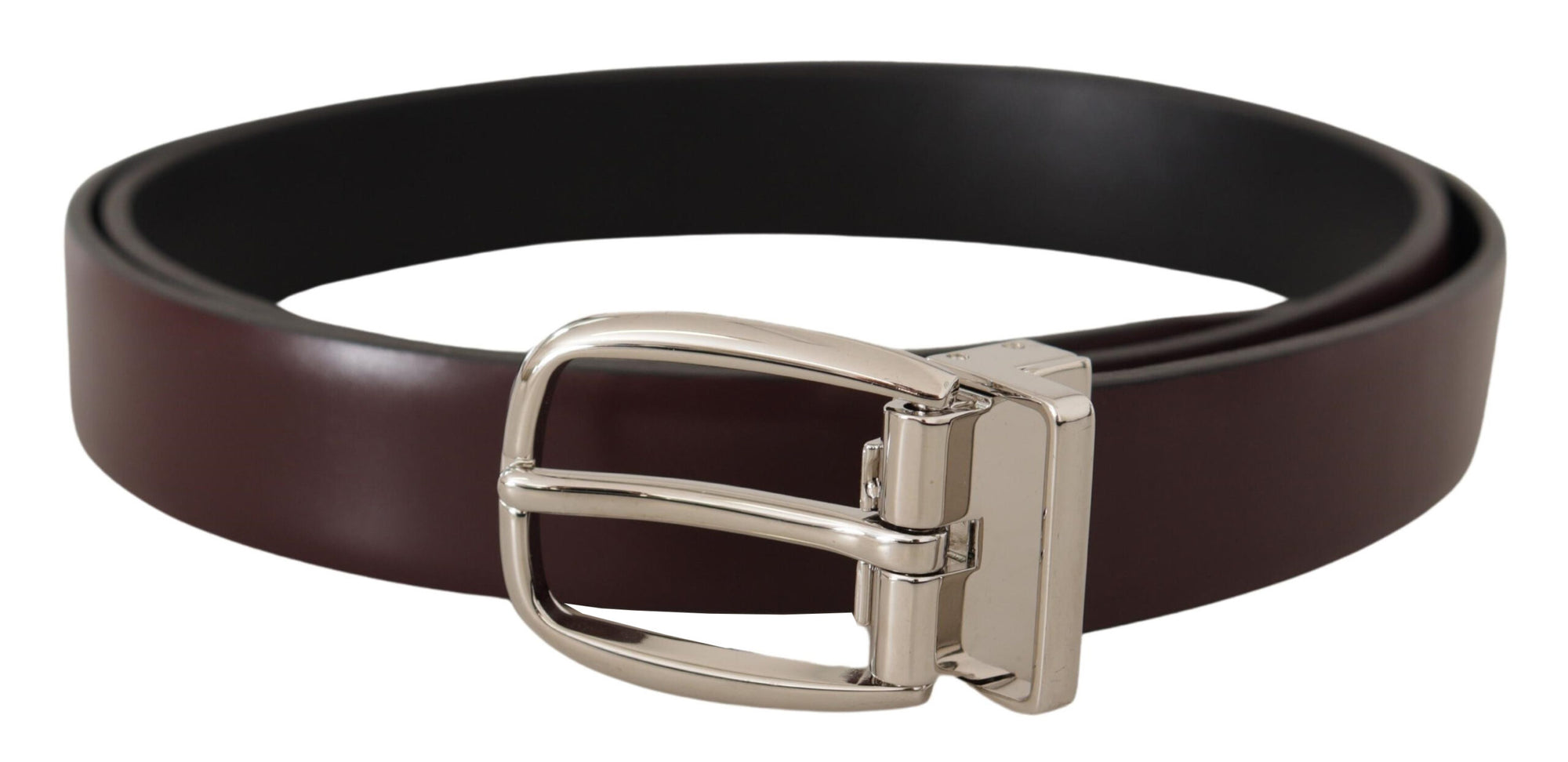 Dolce & Gabbana Solid Brown Leather Silver Metal Belt - Maison Luxe
