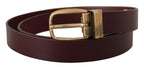 Dolce & Gabbana Brown Leather Classic Gold Metal Buckle Belt - Maison Luxe