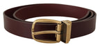 Dolce & Gabbana Brown Leather Classic Gold Metal Buckle Belt - Maison Luxe