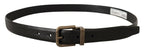 Dolce & Gabbana Black Calf Leather Brushed Brass Box Buckle Belt - Maison Luxe