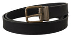 Dolce & Gabbana Black Leather Brass Metal Grain Buckle Classic Belt - Maison Luxe