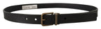 Dolce & Gabbana Black Leather Brass Metal Grain Buckle Classic Belt - Maison Luxe