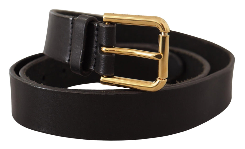 Dolce & Gabbana Brown Classic Leather Gold Metal Buckle Belt - Maison Luxe