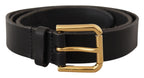 Dolce & Gabbana Brown Classic Leather Gold Metal Buckle Belt - Maison Luxe