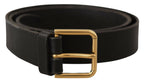 Dolce & Gabbana Brown Gold Metal Logo Buckle Calf Leather Belt - Maison Luxe
