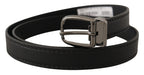Dolce & Gabbana Black Leather Metal Logo Buckle Belt - Maison Luxe
