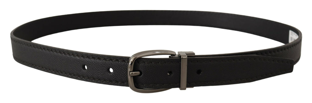Dolce & Gabbana Black Leather Metal Logo Buckle Belt - Maison Luxe