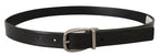 Dolce & Gabbana Black Leather Silver Chrome Metal Logo Buckle Belt - Maison Luxe