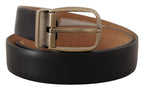 Dolce & Gabbana Black Brown Backend Leather Vintage Metal Buckle Belt - Maison Luxe