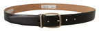 Dolce & Gabbana Black Brown Backend Leather Vintage Metal Buckle Belt - Maison Luxe