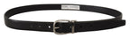 Dolce & Gabbana Black Leather Chrome Logo Metal Buckle Belt - Maison Luxe