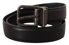 Dolce & Gabbana Black Calf Leather Logo Metal Buckle Belt - Maison Luxe