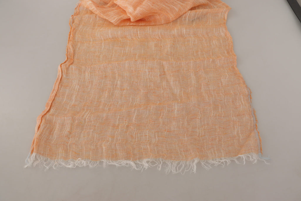 Malo Peach Linen Knitted Shawl Wrap Fringes Scarf - Maison Luxe