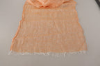 Malo Peach Linen Knitted Shawl Wrap Fringes Scarf - Maison Luxe