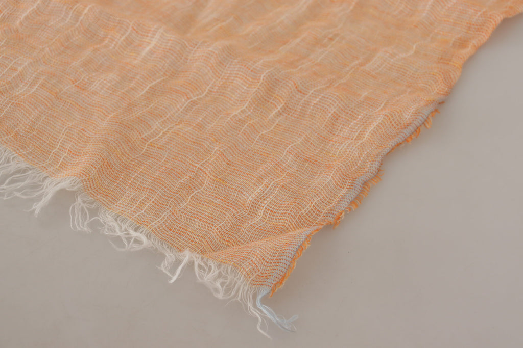 Malo Peach Linen Knitted Shawl Wrap Fringes Scarf - Maison Luxe