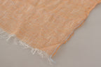 Malo Peach Linen Knitted Shawl Wrap Fringes Scarf - Maison Luxe