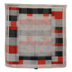 Costume National Gray Red Silk Shawl Foulard Wrap Scarf - Maison Luxe