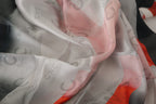 Costume National Gray Red Silk Shawl Foulard Wrap Scarf - Maison Luxe