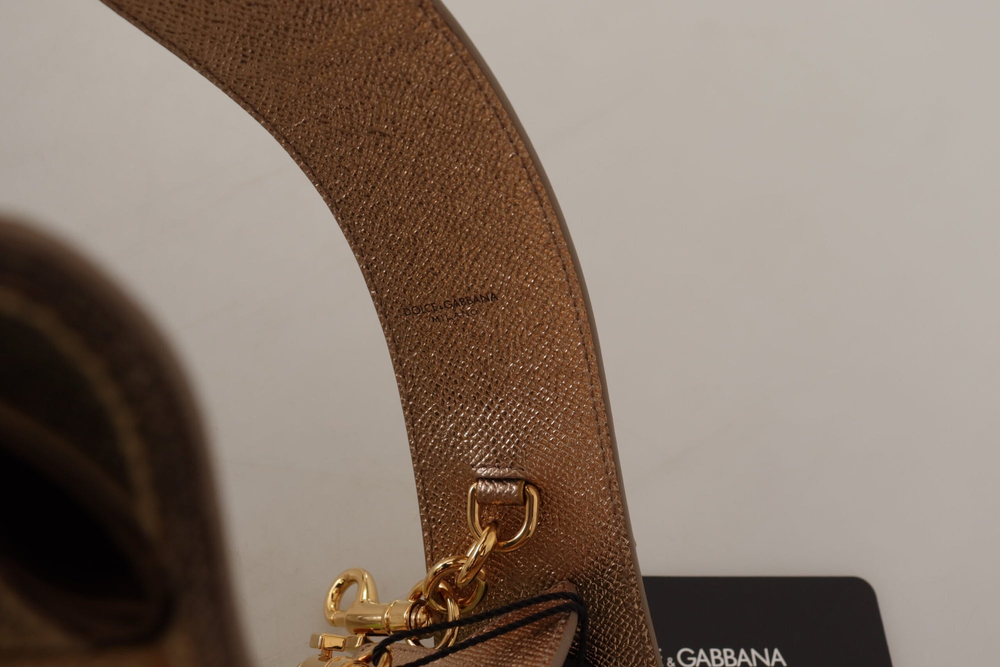 Dolce & Gabbana Gold Leather LOVE Patch Bag Shoulder Strap