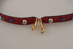 Dolce & Gabbana Red Exotic Leather Crystals Shoulder Strap