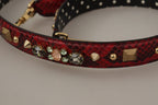 Dolce & Gabbana Red Python Leather Crystals Reversible Shoulder Strap