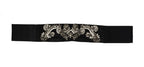 Dolce & Gabbana Black Silk Brass Crystal Embellished Waist Belt - Maison Luxe