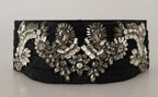 Dolce & Gabbana Black Silk Brass Crystal Embellished Waist Belt - Maison Luxe