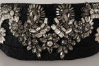 Dolce & Gabbana Black Silk Brass Crystal Embellished Waist Belt - Maison Luxe