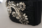 Dolce & Gabbana Black Silk Brass Crystal Embellished Waist Belt - Maison Luxe