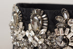 Dolce & Gabbana Black Silk Brass Crystal Embellished Waist Belt - Maison Luxe