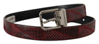 Dolce & Gabbana Red Exotic Leather Metal Logo Buckle Belt - Maison Luxe