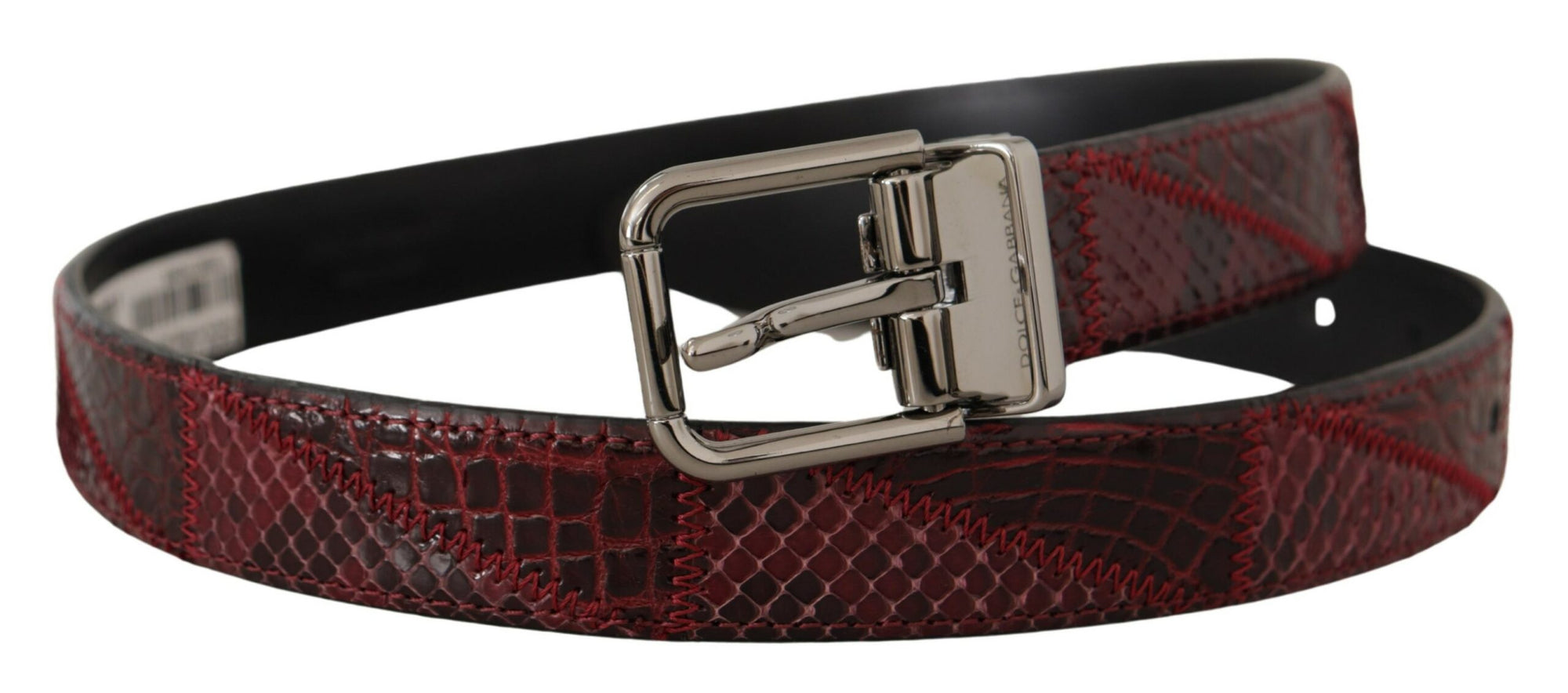Dolce & Gabbana Red Exotic Leather Metal Logo Buckle Belt - Maison Luxe