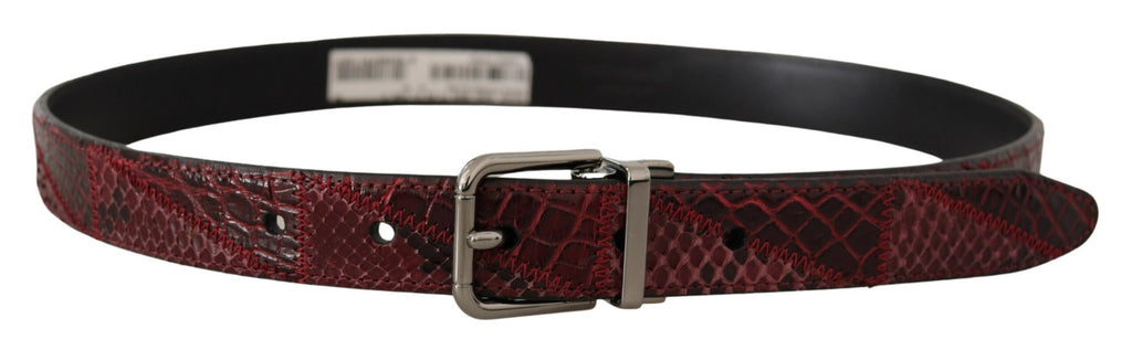 Dolce & Gabbana Red Exotic Leather Metal Logo Buckle Belt - Maison Luxe